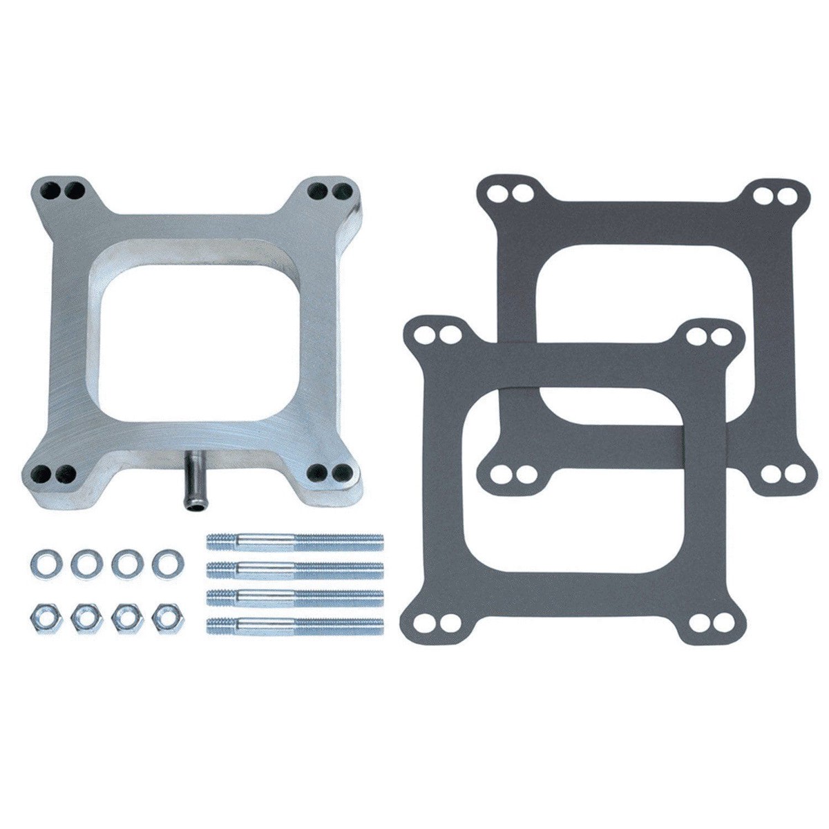 1  One Inch Aluminium Carb Spacer Kit With Vacuum Port  Holley Edelbrock 4bbl