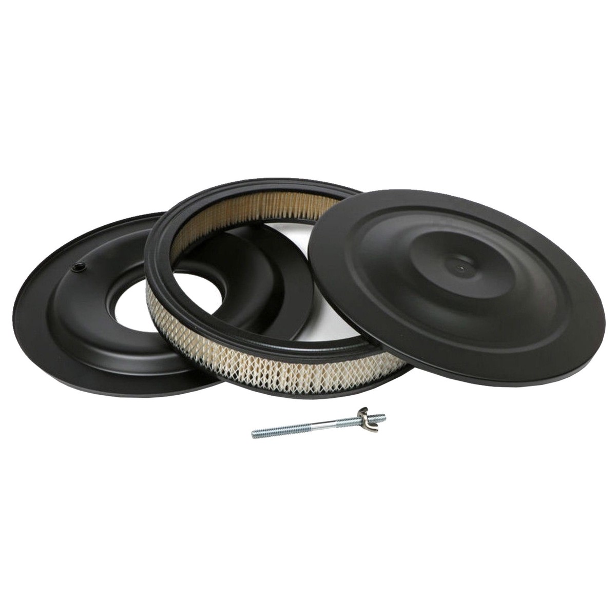14 x 3 Black Air Cleaner / Filter Kit With Flat Base